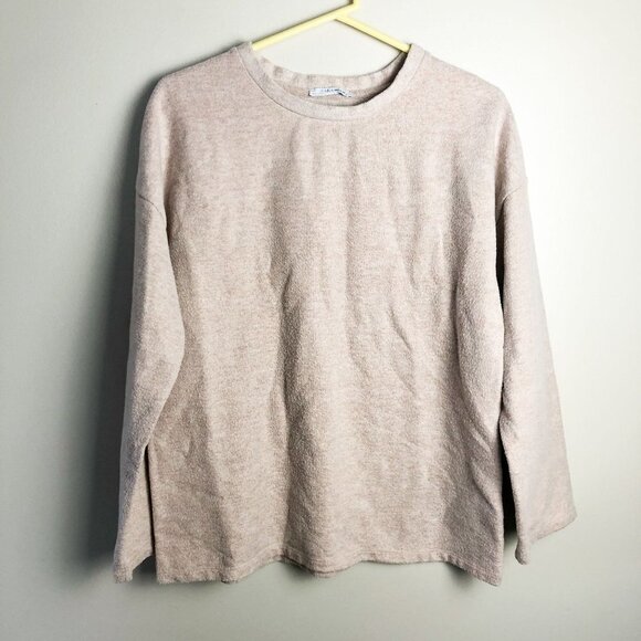 Zara Tan Crewneck Boxy Fit Sweater Small - Picture 1 of 8